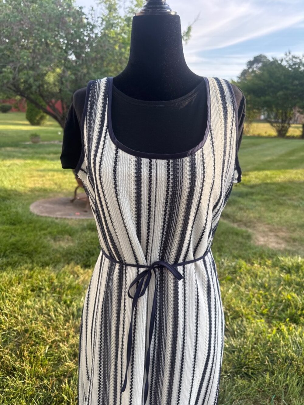 Sam Edelman Stripe Midi Dress NWT  Sleeveless Tie Waist Summer Resort Women L